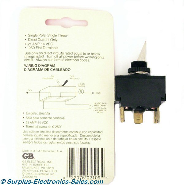 SPST Weatherproof Lighted Toggle 14Vdc 21 Amps - Click Image to Close